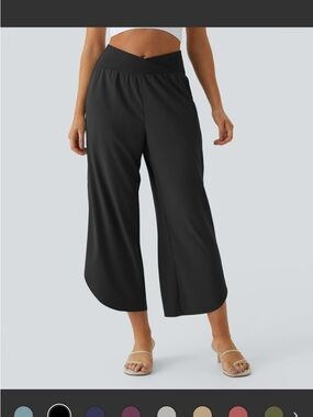HALARA Black Wide-Leg Cropped Pants